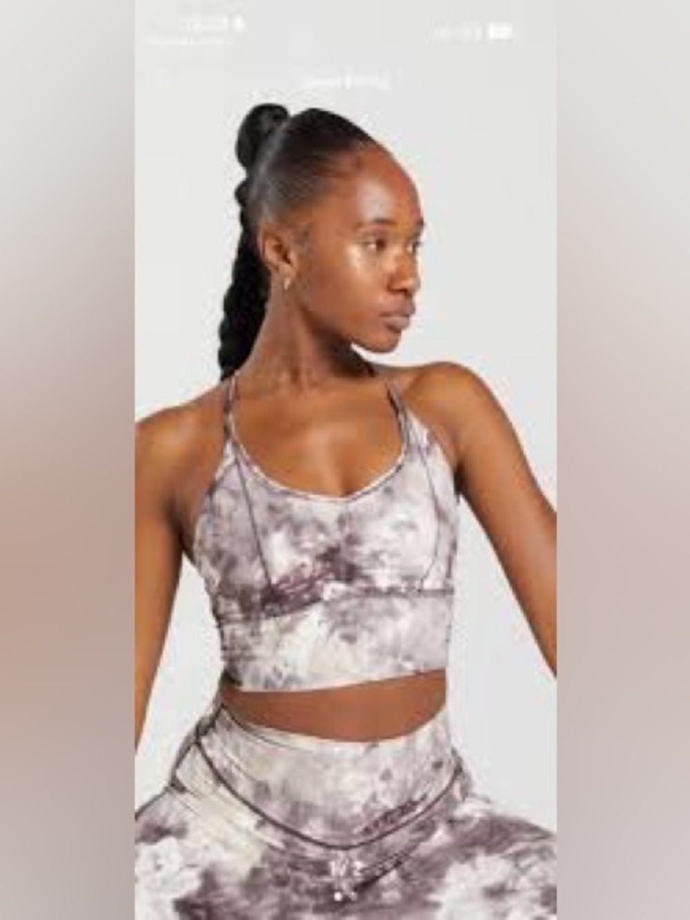 Gymshark Marble-Print Sports Bra in Mauve and Gray